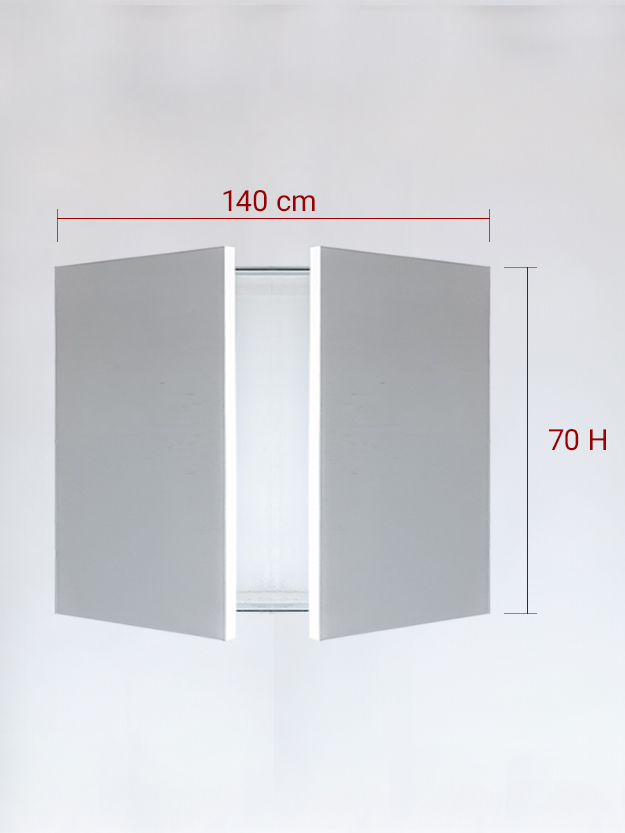 Panneaux invisible 2 vantaux pour niche 140x70