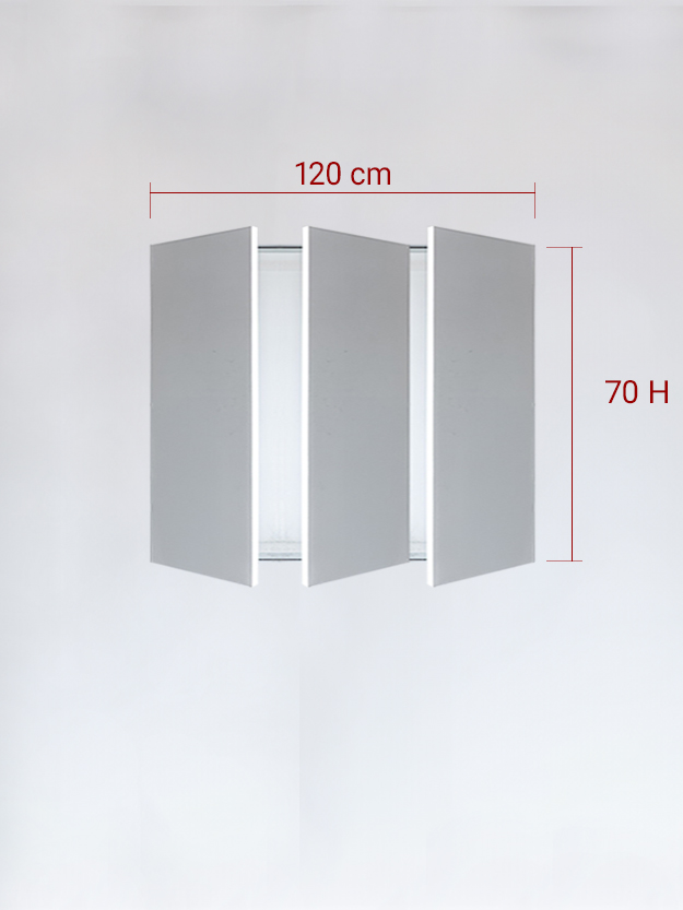Panneaux invisible 3 vantaux pour niche 120x70