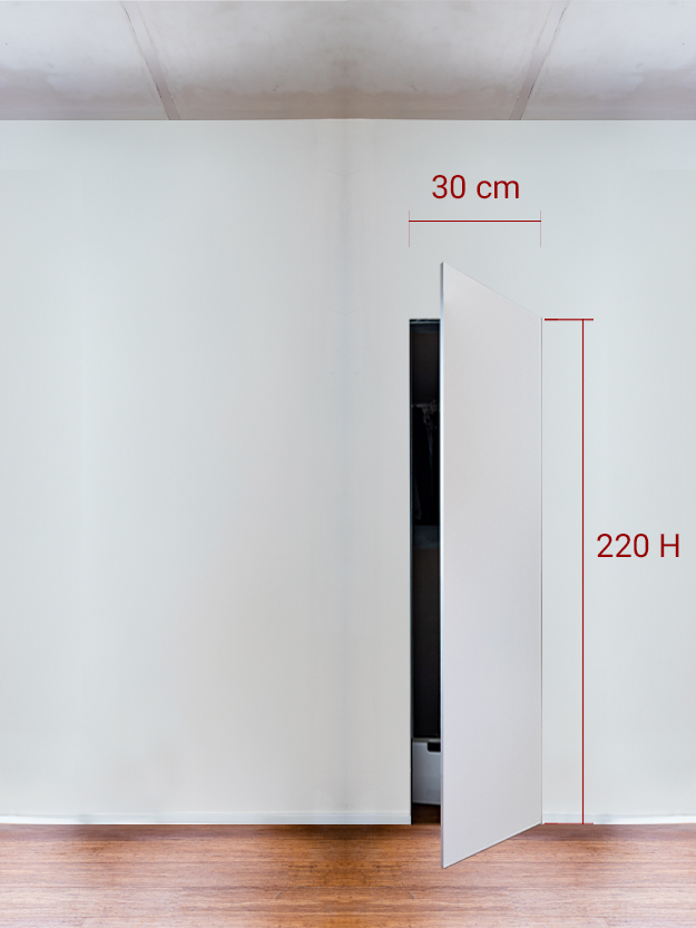 Armoire invisible 1 vantail 30x220 cm