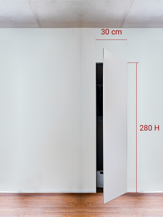 Armoire invisible 1 vantail 30x280 cm