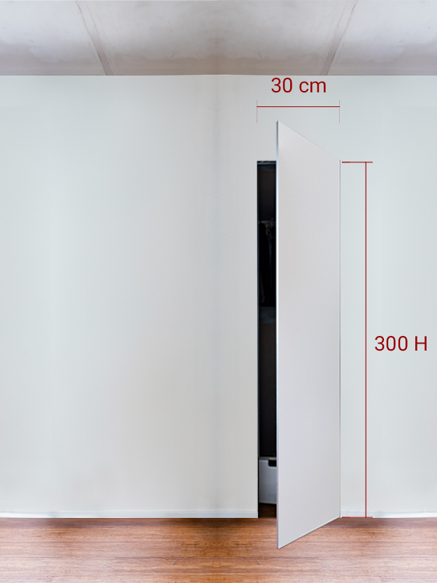 Armoire invisible 1 vantail 30x300 cm