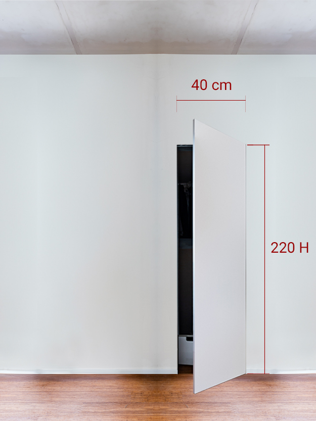 Armoire invisible 1 vantail 40x220 cm