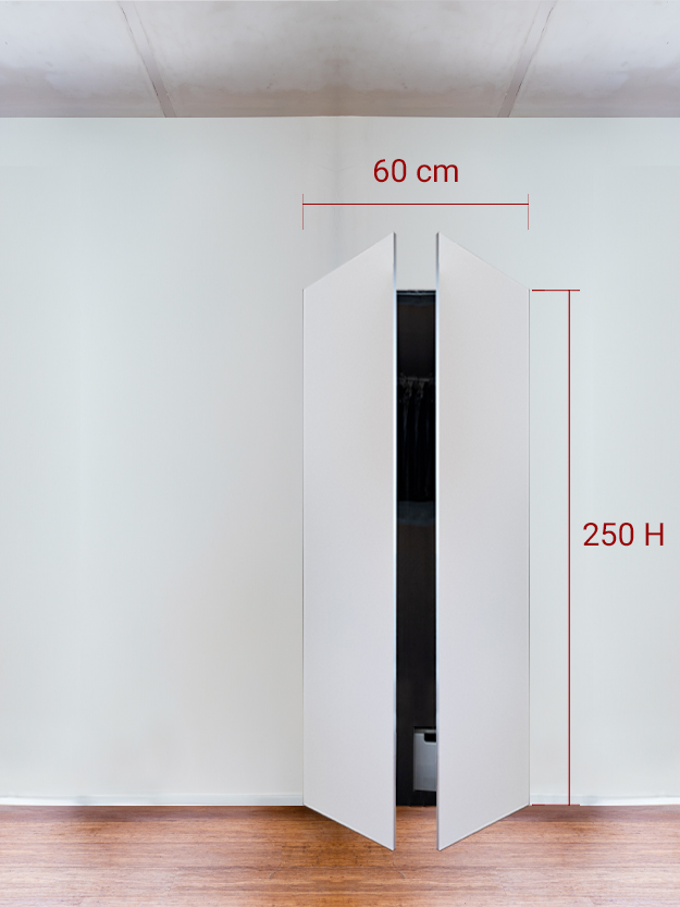 Armoire invisible 2 vantaux 60x250 cm