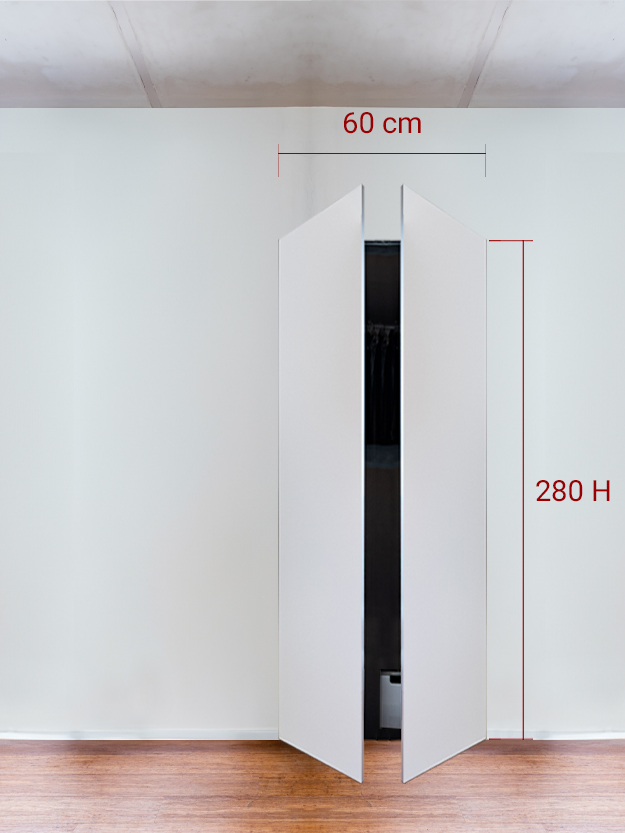Armoire invisible 2 vantaux 60x280 cm