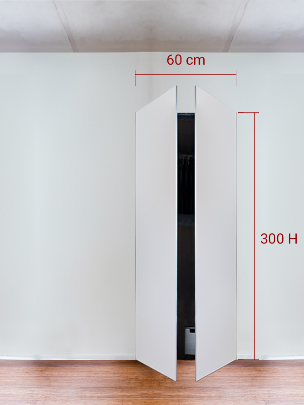 Armoire invisible 2 vantaux 60x300 cm