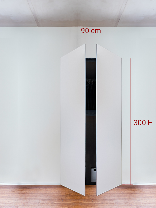 Armoire invisible 2 vantaux 90x300 cm