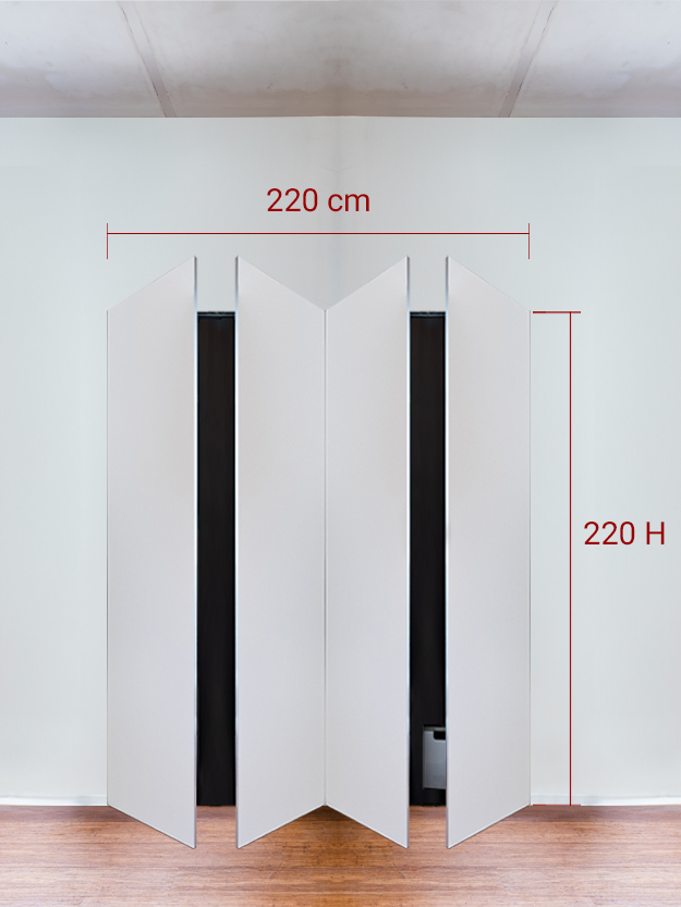 Armoire invisible 4 vantaux 220x220 cm