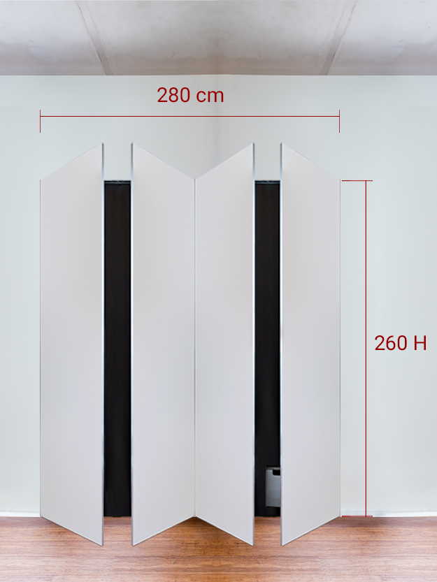Armoire invisible 4 vantaux 280x260 cm