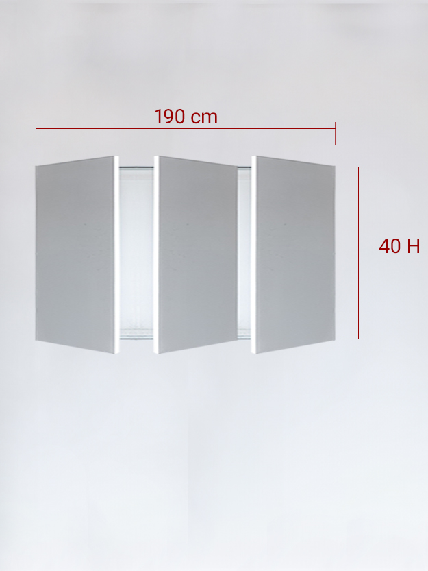 Panneaux invisible 3 vantaux pour niche 190x40