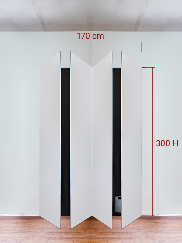 Armoire invisible 4 vantaux 170x300 cm